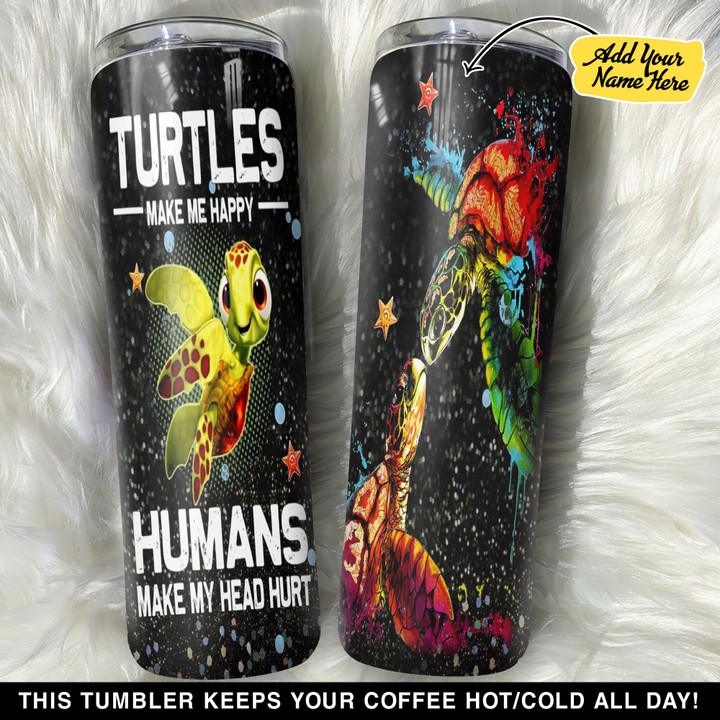 Personalized Turtles Make Me Happy GS0804115OD Skinny Tumbler