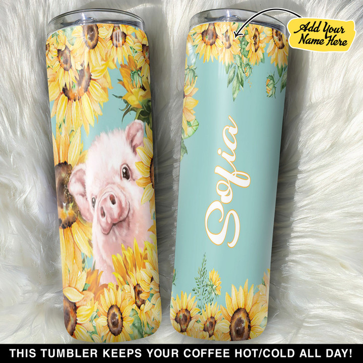 Personalized Pig Sunflower GS0804062OD Skinny Tumbler