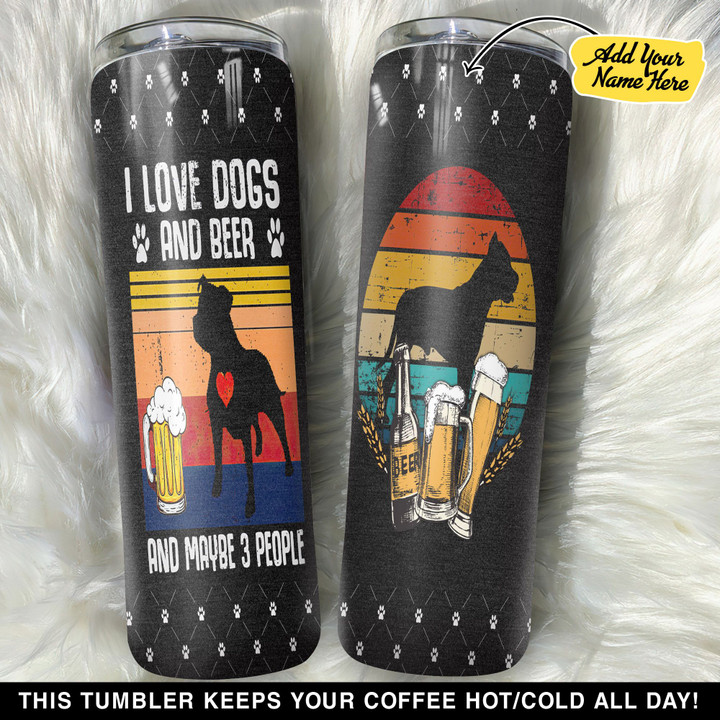 Personalized Pitbull Retro I Love Dogs And Beer GS0804427OD Skinny Tumbler