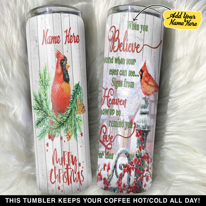Personalized Cardinal Merry Chirstmas GS0304158OD Skinny Tumbler