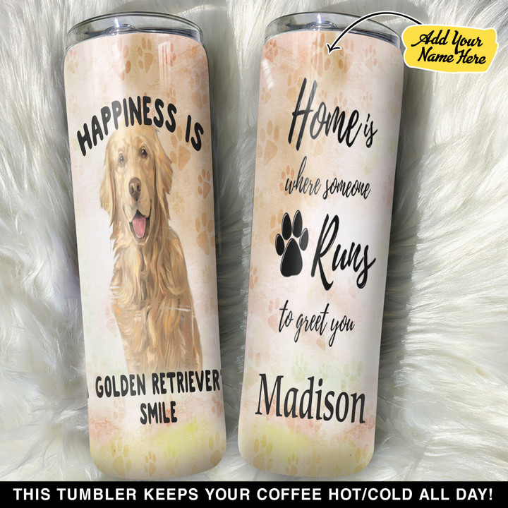 Personalized Happiness Is Golden Retrievers Smile GS0304911OD Skinny Tumbler