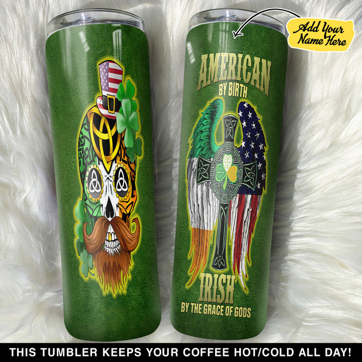 Personalized American Skull St Patrick Day GS0804534OD Skinny Tumbler