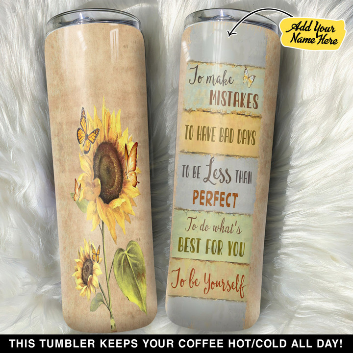 Personalized Farmhouse Sunflower And Butterfly GS0101290OD Skinny Tumbler