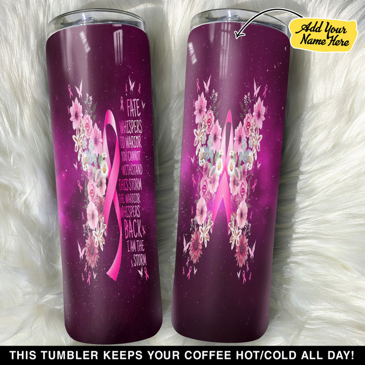 Personalized I Am The Storm Breast Cancer Warrior Ribbon GS0103471OD Skinny Tumbler