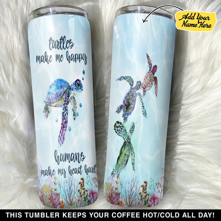 Personalized Turtles Make Me Happy GS0203673OD Skinny Tumbler