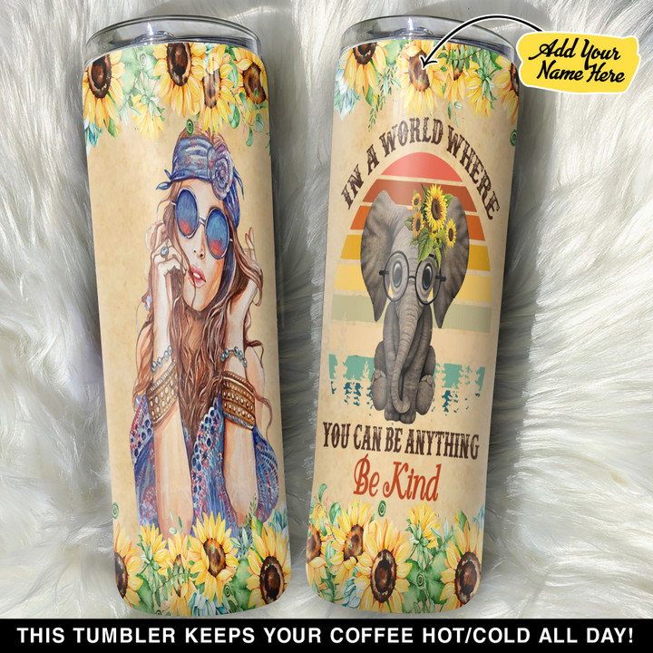 Personalized Hippie Girl In A World Where You Can Be Anything Be Kind GS0203373OD Skinny Tumbler