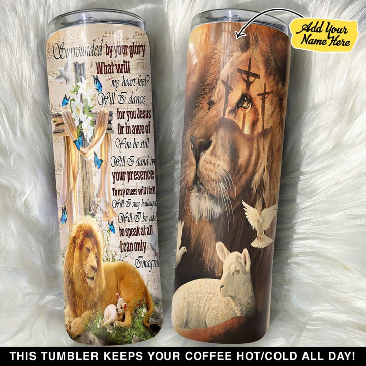 Personalized Jesus Lion And Lamb GS0103521OD Skinny Tumbler