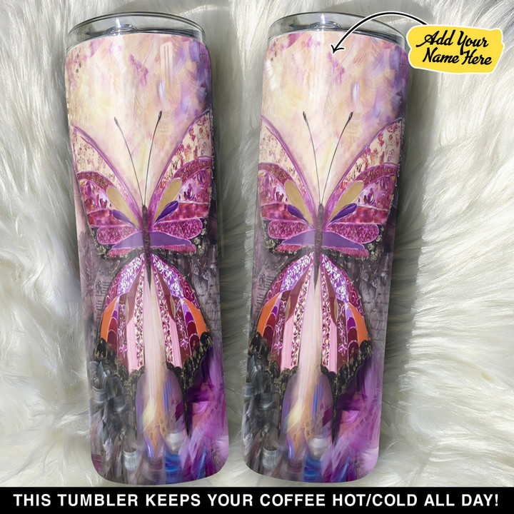 Personalized Pink Butterfly Art GS0103668OD Skinny Tumbler