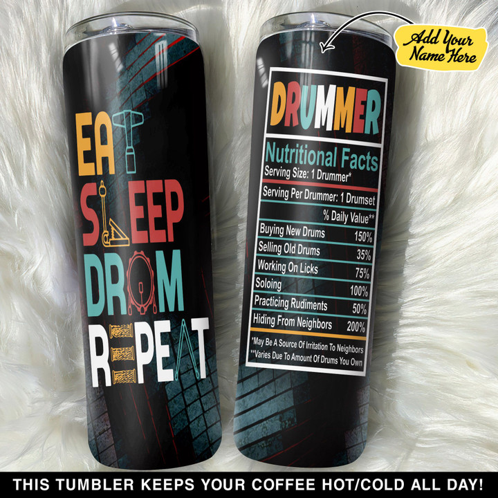 Personalized Drummer Eat Sleep Drum Repeat GS0103309OD Skinny Tumbler