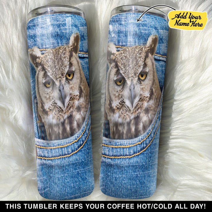 Personalized Owl In A Trouser Pocket GS0203525OD Skinny Tumbler