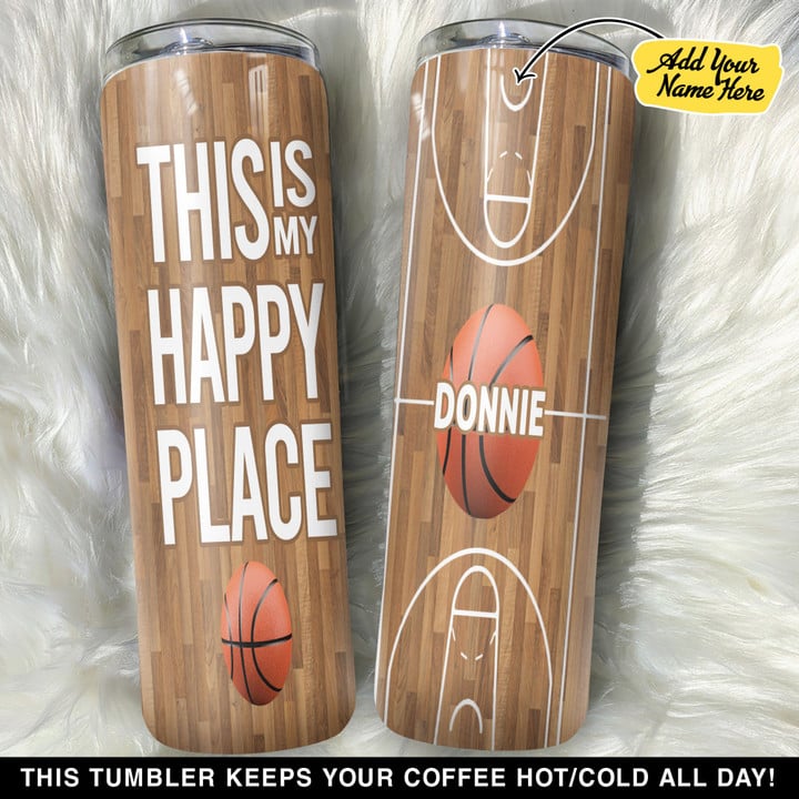 Personalized Basketball This Is My Happy Place GS0103058OD Skinny Tumbler