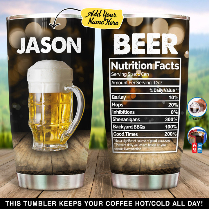 Personalized Beer Nutrition Facts NI0109003YR Tumbler