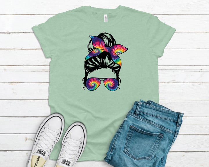 Tie Dye Messy Bun Hippie YW0109376CL T-Shirt