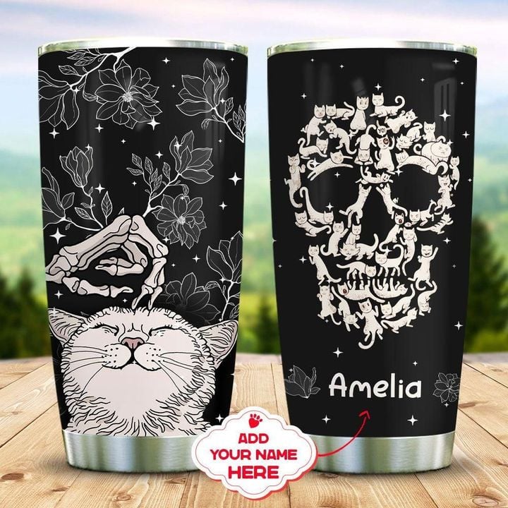 Personalized Cats Love Skull YC2009228CL Tumbler