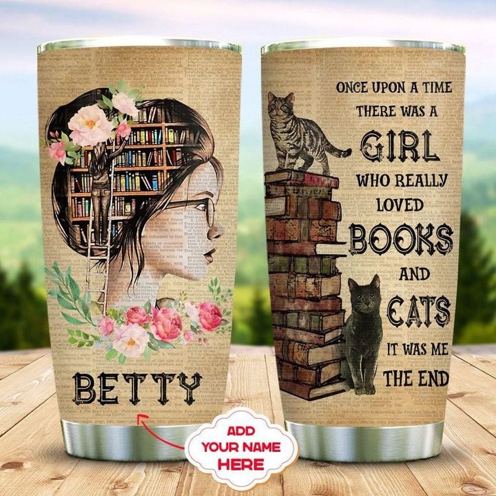Personalized Books And Cats Girl YC2009938CL Tumbler
