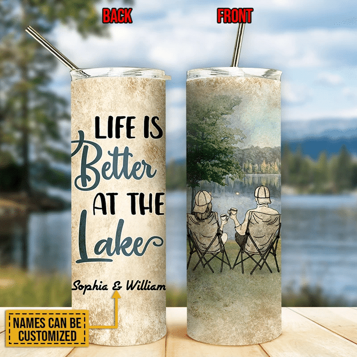 Personalized Camping Couple At Lake Better YW1110039CL Skinny Tumbler