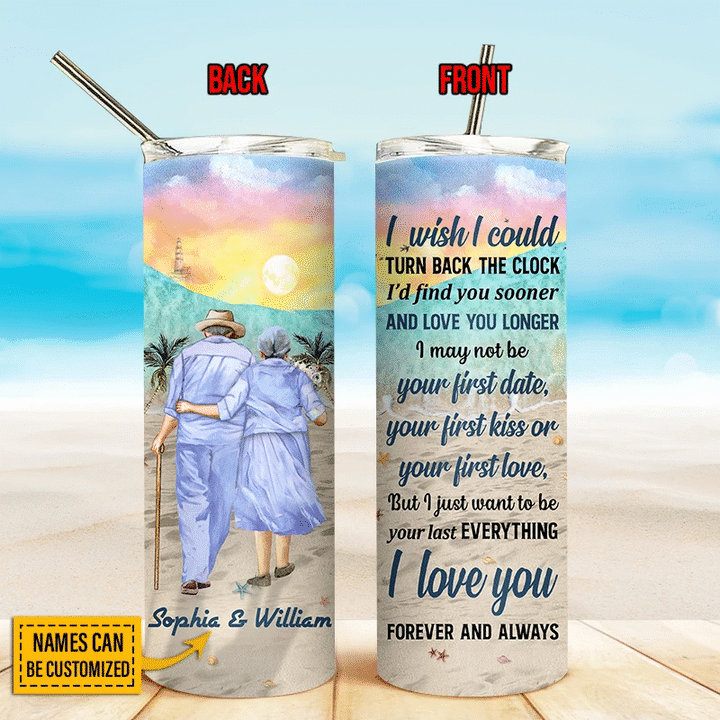 Personalized Beach Old Couple Turn Back The Clock YW1110037CL Skinny Tumbler