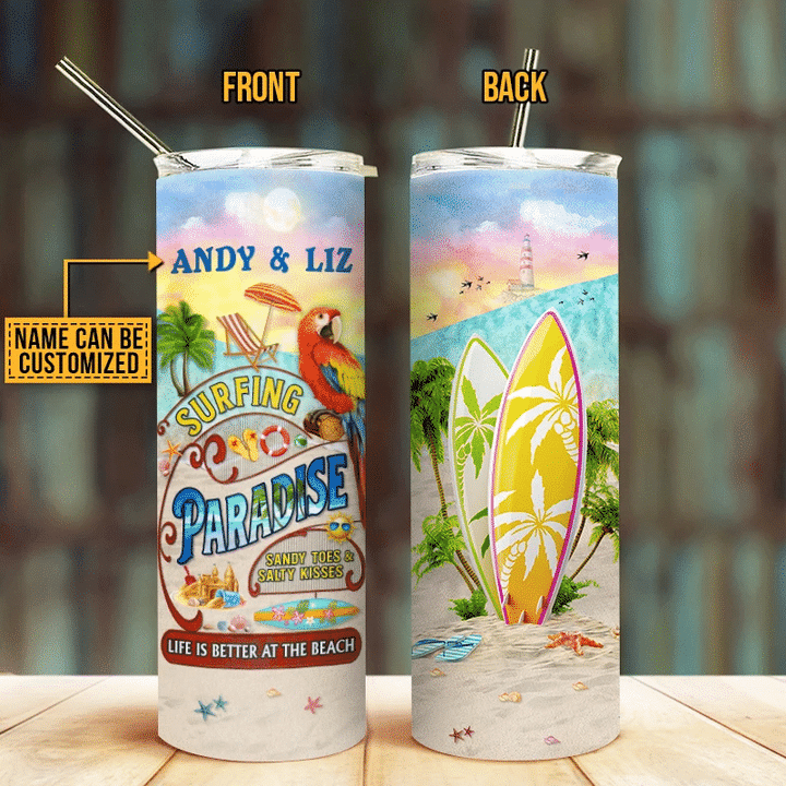 Personalized Surfing Beach Paradise YW1110060CL Skinny Tumbler