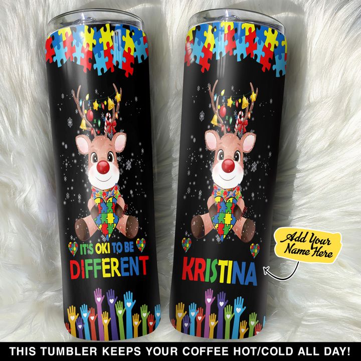 Personalized Its Ok To Be Different Reindeer Autism YC1510057YR Skinny Tumbler