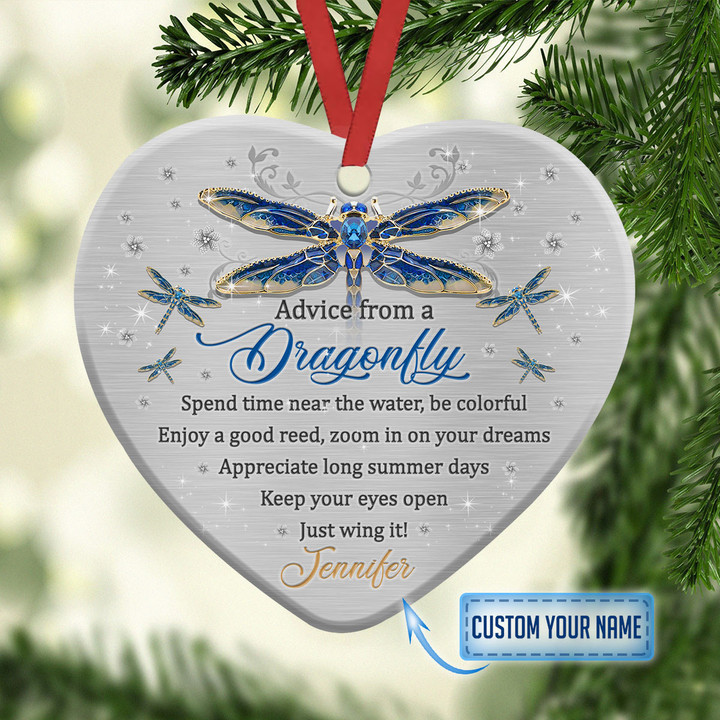 Personalized Dragonfly Advice Blue NI1911002YI Ceramic Heart Ornament