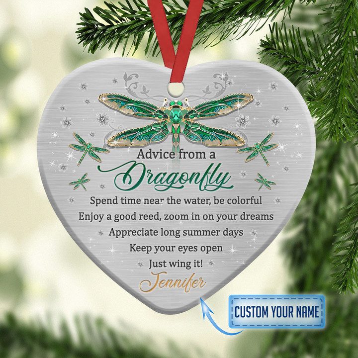 Personalized Dragonfly Advice NI1911001YI Ceramic Heart Ornament