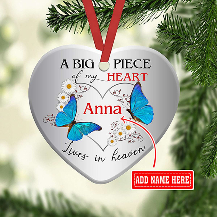Personalized Memorial Butterfly NI1911003YR Ceramic Heart Ornament