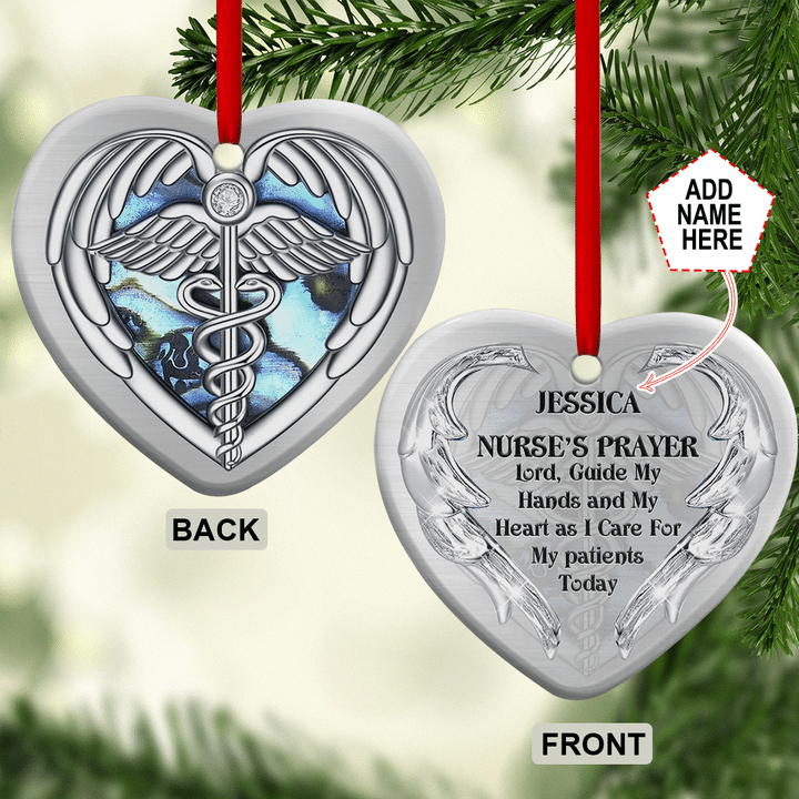 Personalized Nurse Prayer NI2311019XB Ceramic Heart Ornament