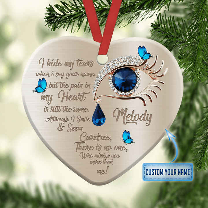 Personalized Butterfly I Hide My Tears NI2511002XB Ceramic Heart Ornament