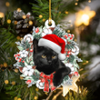 Black Cat White Flower Wreath YC0611230CL Ornaments