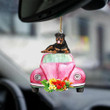 Rottweiler Pink Hippie Car YC1912389CL Ornaments