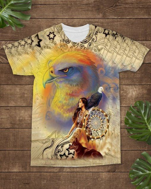 3d Native American Girl Colors Animal Dreamcatcher GS-CL-AM1208 T-Shirt
