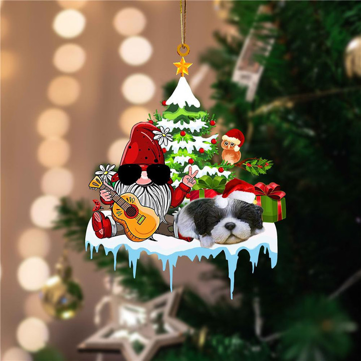 Black White Shih Tzu Christmas Gnomes Party YC0711075CL Ornaments
