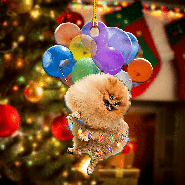 Pomeranian Dog Flying With Bubbles YC0611558CL Ornaments