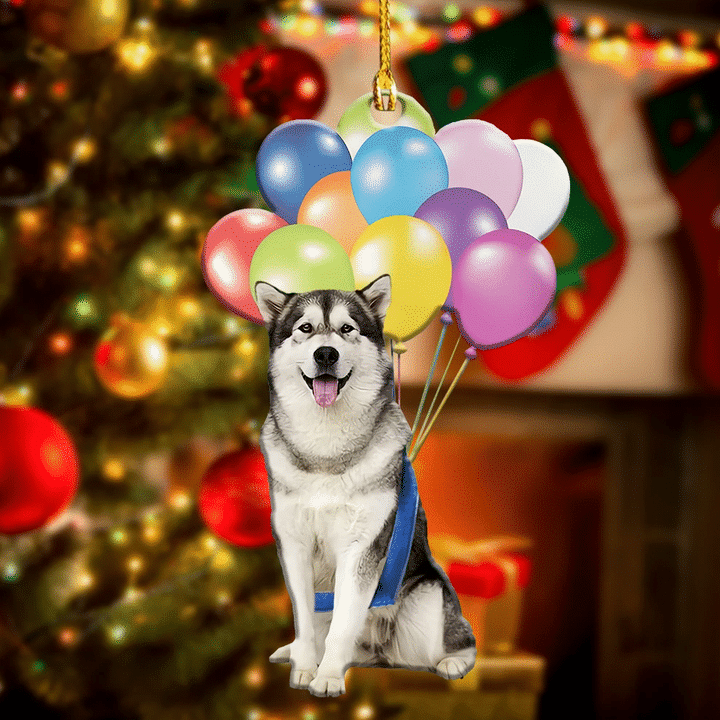 Alaskan Malamute Dog Flying With Bubbles YC0611429CL Ornaments