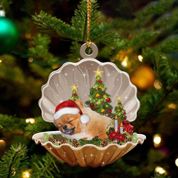 Pomeranian Sleeping Pearl In Christmas YC0711078CL Ornaments