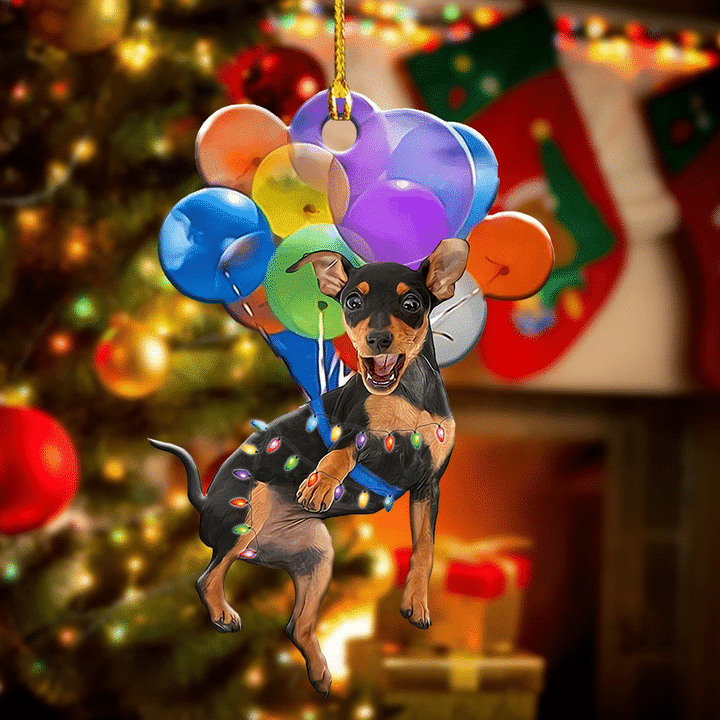 Miniature Pinscher Dog Flying With Bubbles YC0611612CL Ornaments