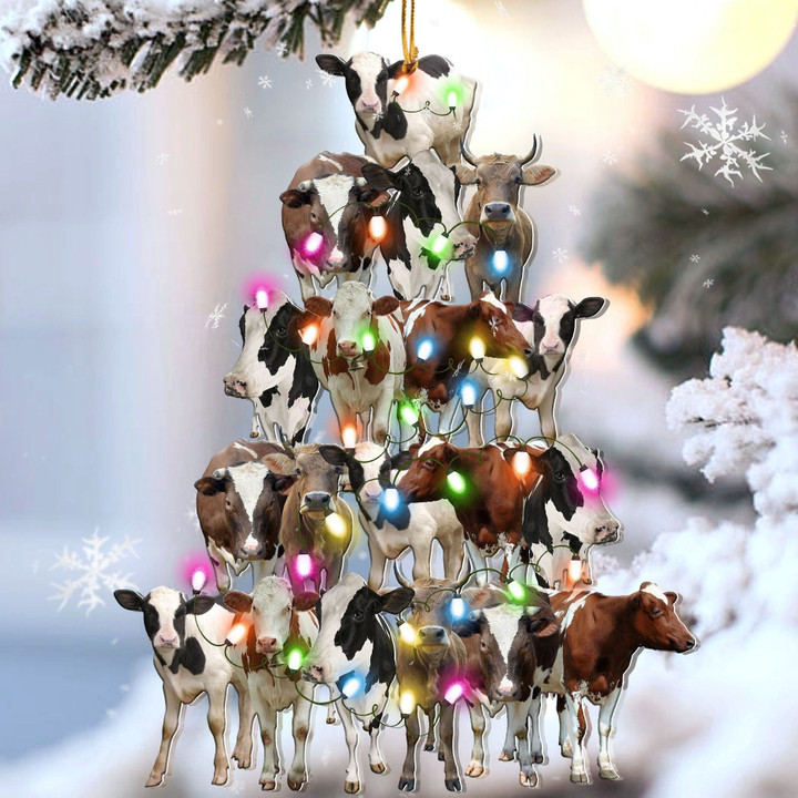 Cows Family And Led Light Merry Christmas YC0611382CL Ornaments