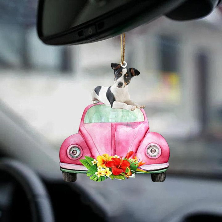 Jack Russell Terrier Pink Hippie Car YC1912145CL Ornaments