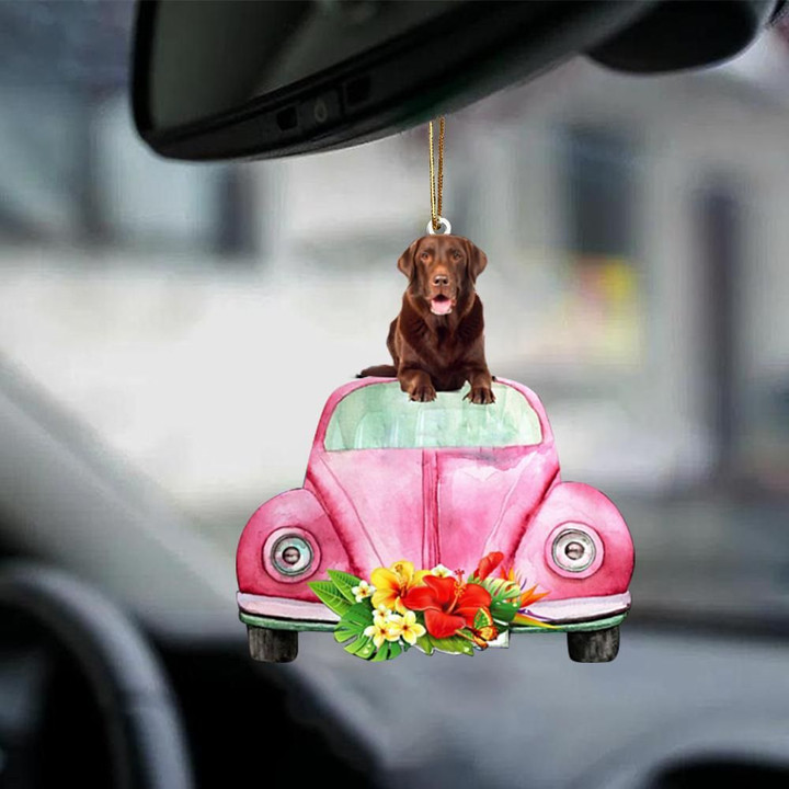 Labrador Retriever Pink Hippie Car YC2012589CL Ornaments