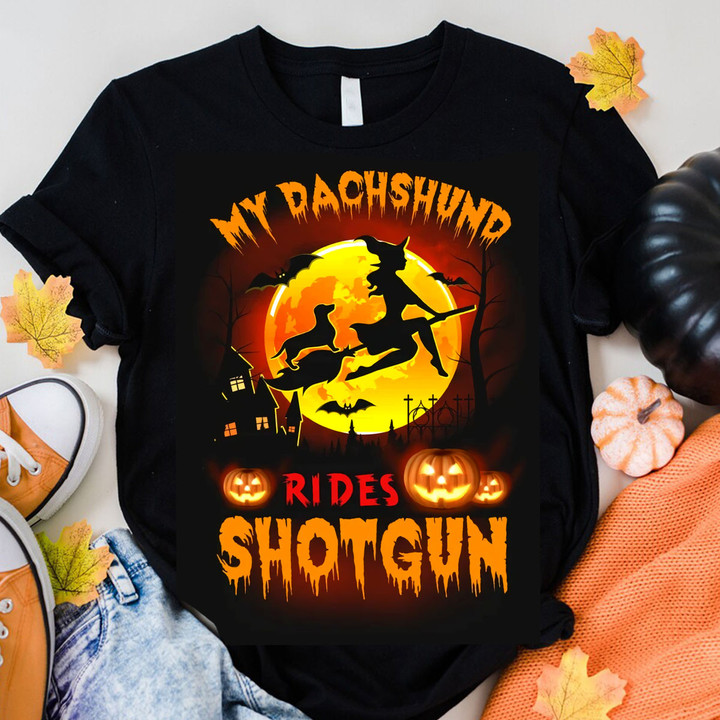 My Dachshund Rides Shotgun Halloween NI0610003YR T Shirt
