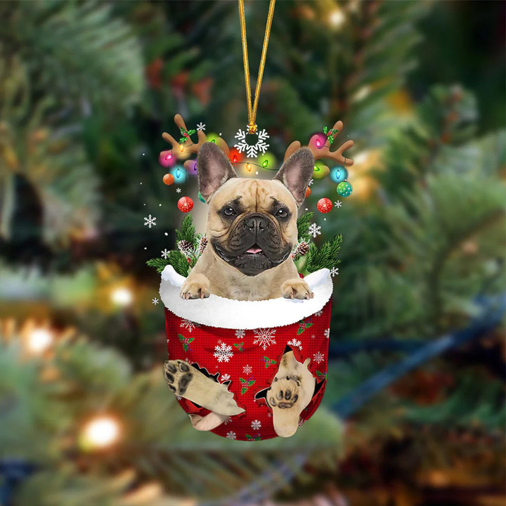 French Bulldog In Snow Pocket Christmas YR281003CL Ornaments