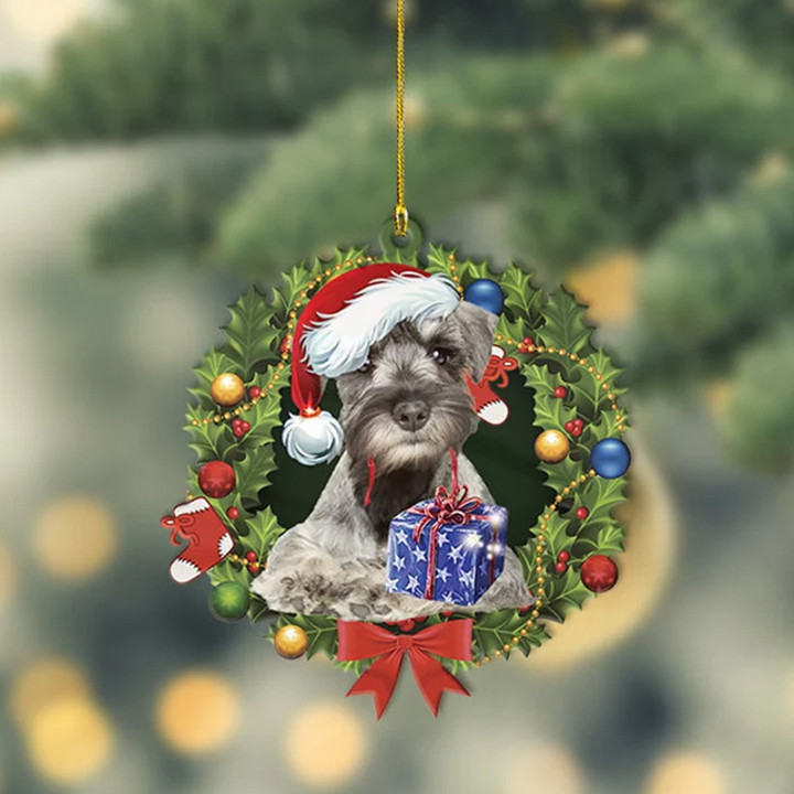 Personalized Miniature Schnauzer Dog Christmas Wreath YR0111040CL Ornaments