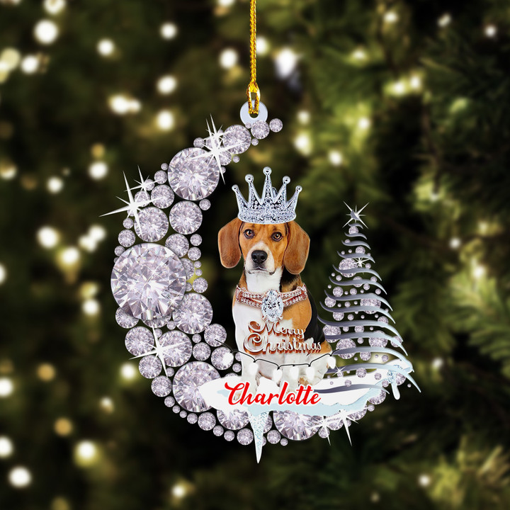 Personalized Beagle Diamond Moon Merry Christmas YR0111005YS Ornaments