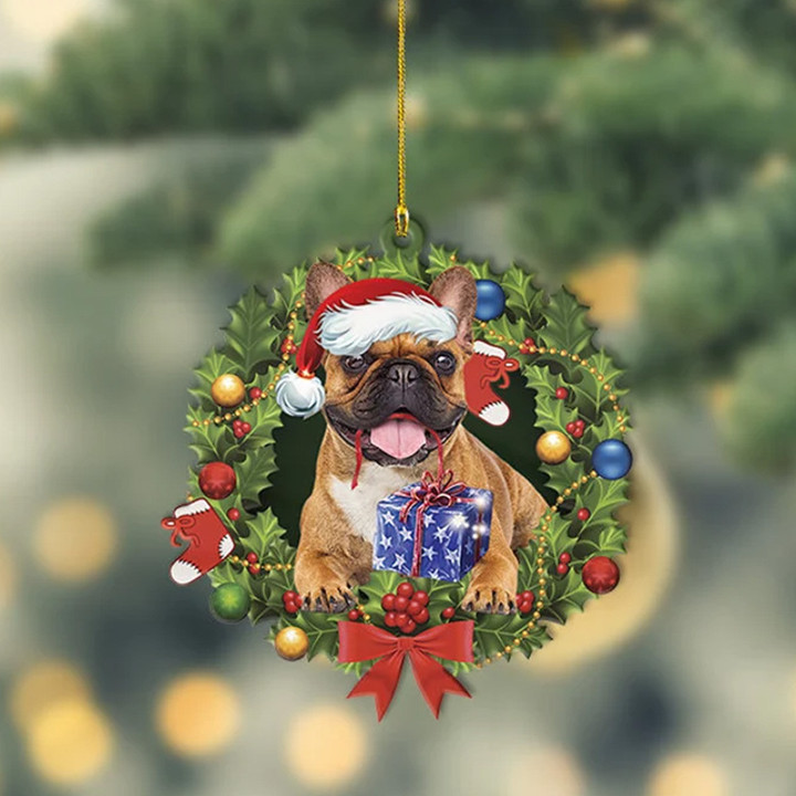 Personalized French Bulldog Christmas Wreath YR0111035CL Ornaments