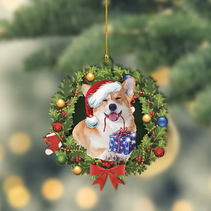 Personalized Corgi Dog Christmas Wreath YR0111033CL Ornaments