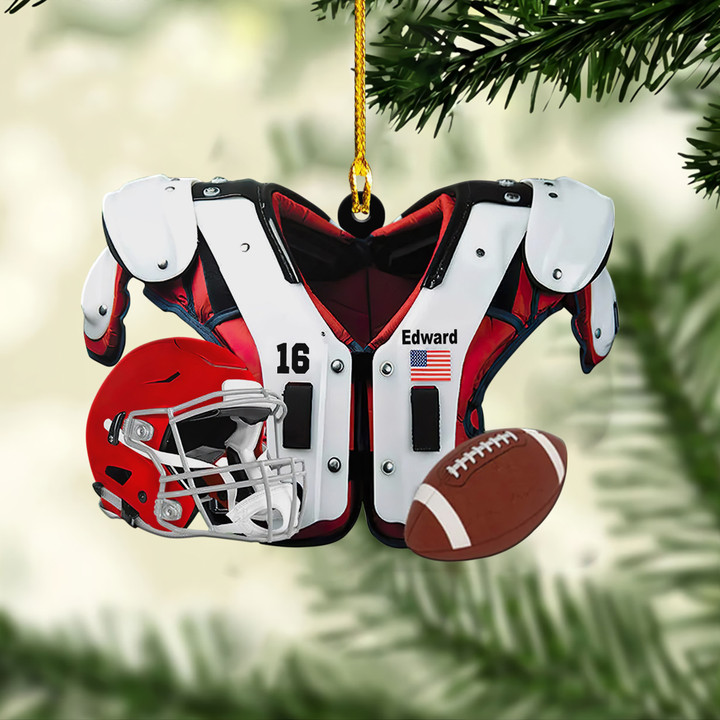 Personalized Red Shoulder Pads And Helmet Football Uniform YR0211011YS Ornaments