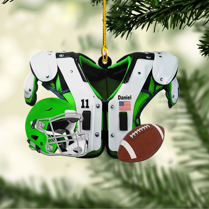 Personalized Green Shoulder Pads And Helmet Football Uniform YR0211011YS Ornaments