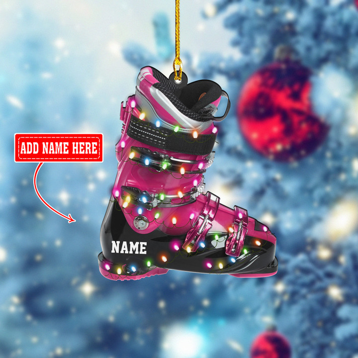 Personalized Pink Skiing Boots Chrismas YR0211015XY Ornaments