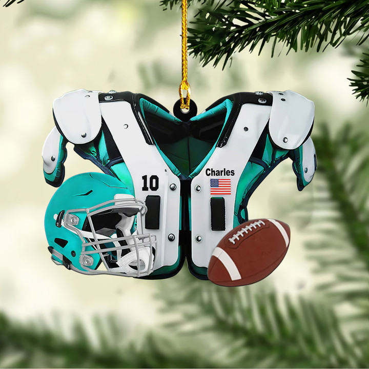Personalized Turquoise Shoulder Pads And Helmet Football Uniform YR0211008YS Ornaments