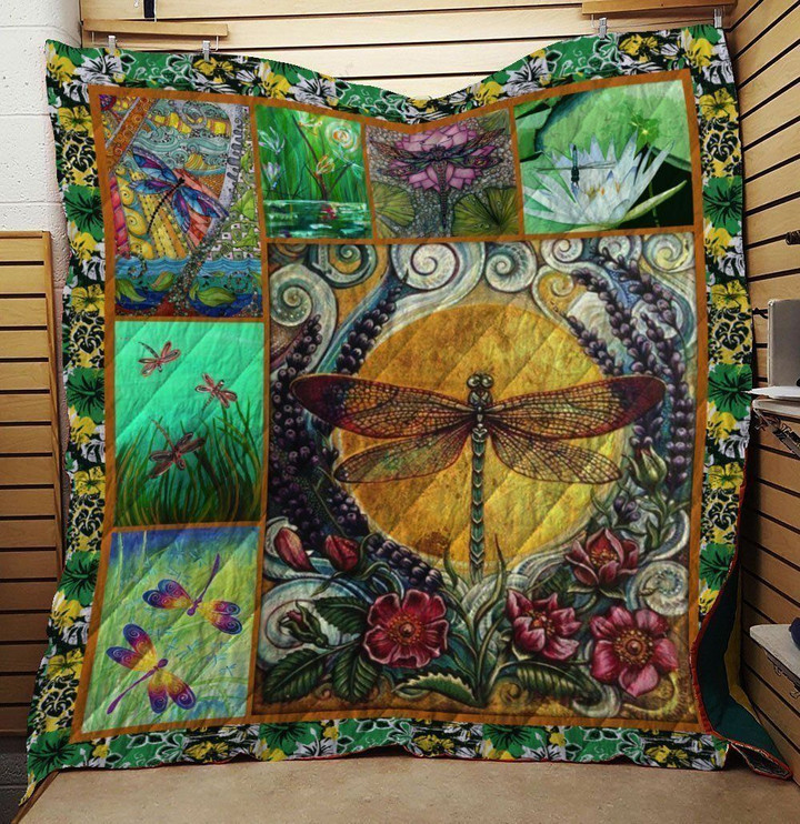 COLORFUL DRAGONFLY FABRIC QUILT